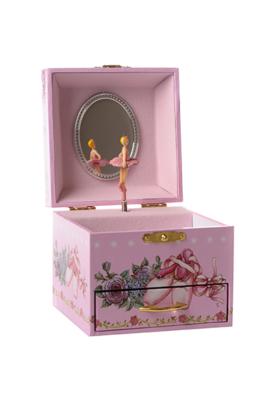 Jewelery box carillon pink drawer - Ammi